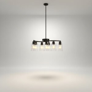 9 Light Black Chandelier Ceiling Light Fixture with Clear Glass Shades for Dining Room Kitchen Island Living Room Bedroom Entryway