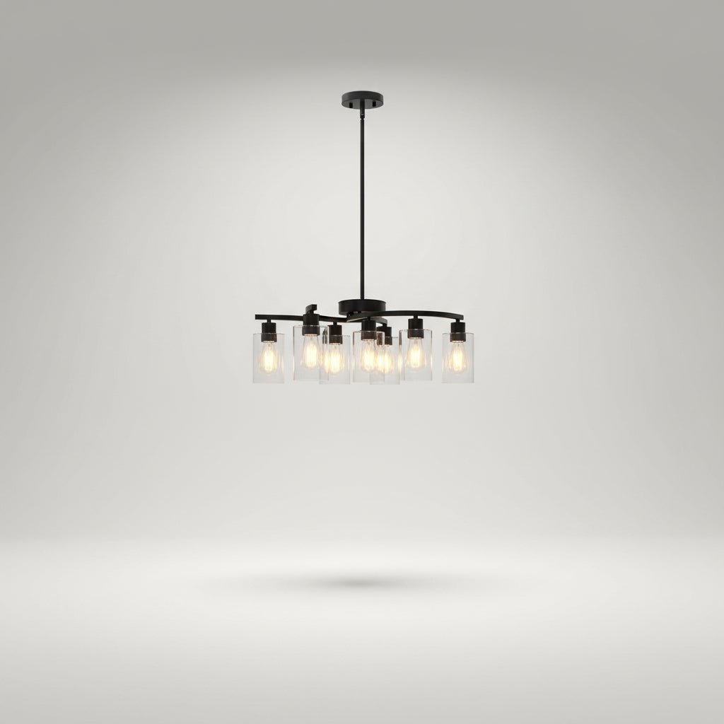 9 Light Black Chandelier Ceiling Light Fixture with Clear Glass Shades for Dining Room Kitchen Island Living Room Bedroom Entryway - Image 3