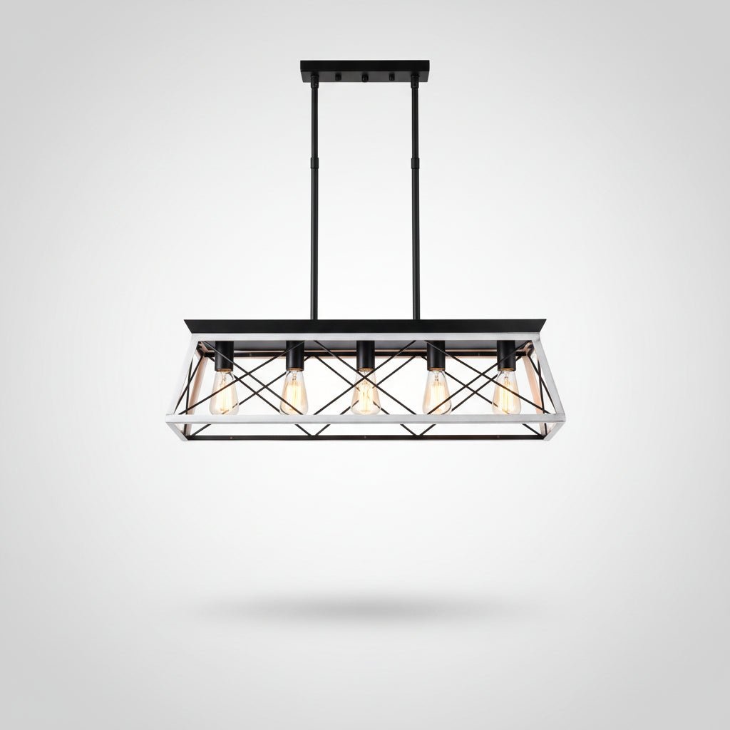 5 Light Farmhouse Chandelier White Ceiling Light Fixture for Dining Room Kitchen Living Room - Image 3